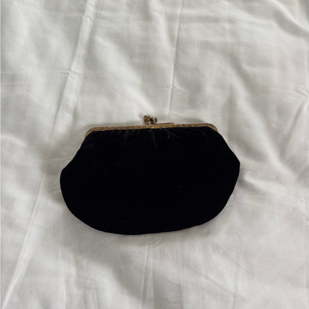 Elegant vintage Black velvet Clutch Bag